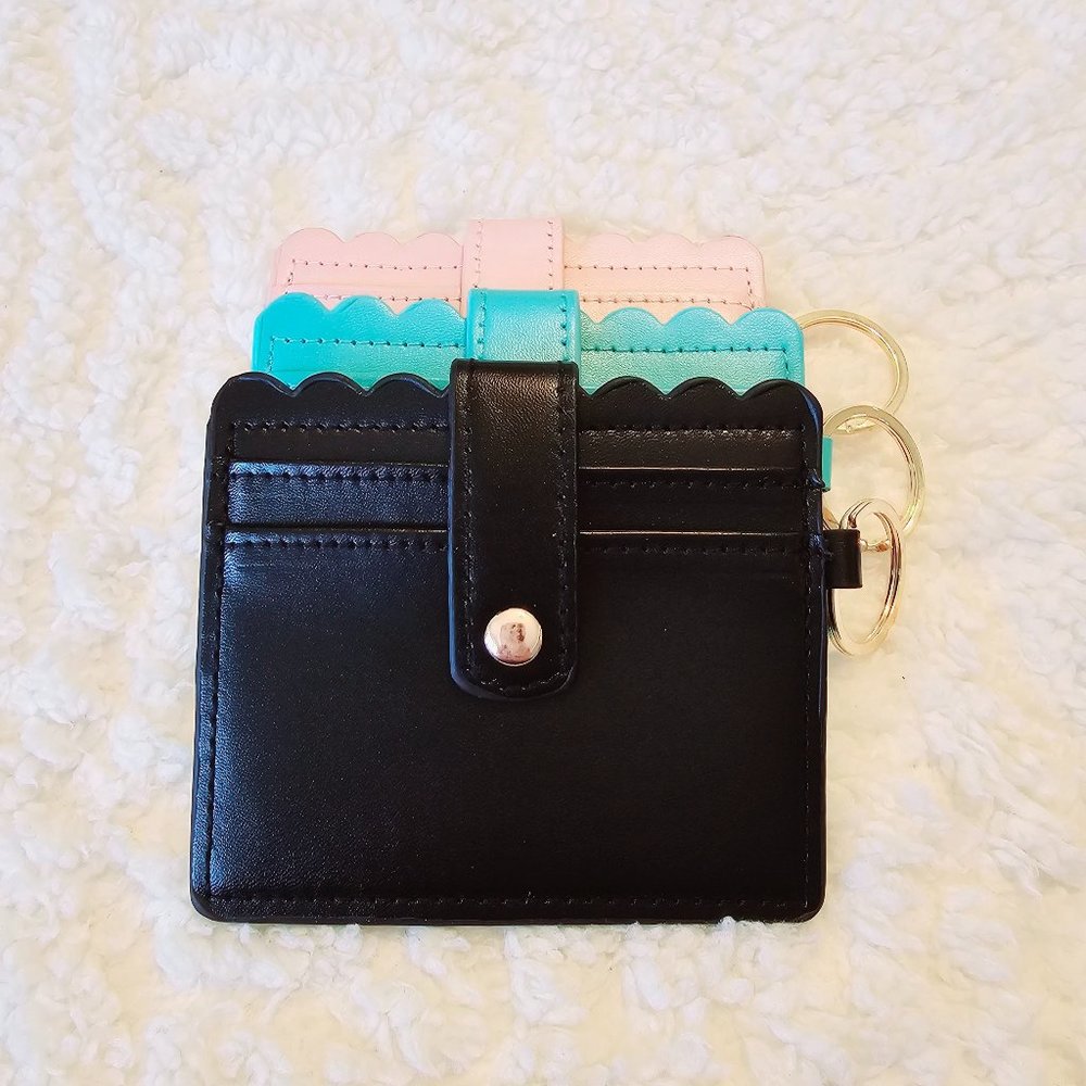 5/$25 Black Faux Leather Wristlet Wallet ID Card Slot Two Card Slots with Buckle